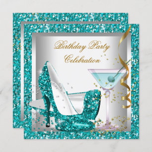 Invitation Parties scintillant Turquoise Bleu Haut talon Chau