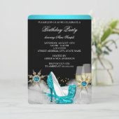 Invitation Parties scintillant Turquoise Bleu Haut talon Noir (Debout devant)