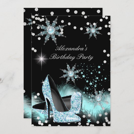Invitation Parties scintillant Turquoise Bleu Haut talons Ann (Devant / Derrière)