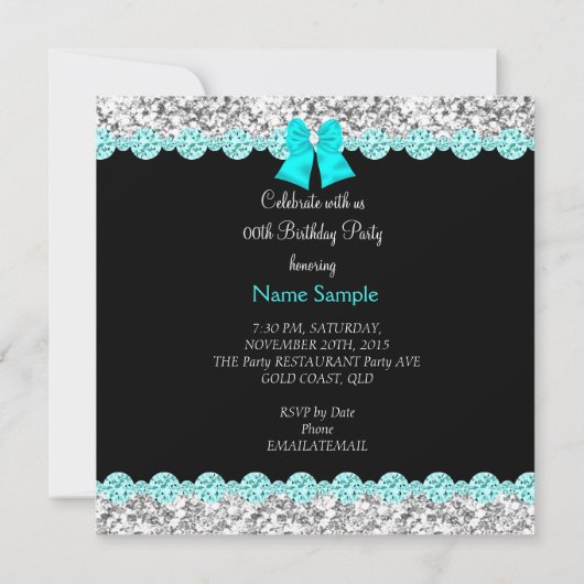 Invitation Parties scintillant Turquoise Bleu Haut talons Arg (Dos)