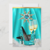 Invitation Parties scintillant Turquoise Bleu Haut talons Gol (Dos)