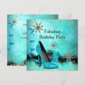 Invitation Parties scintillant Turquoise Bleu hauts talons fê (Devant / Derrière)