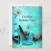 Invitation Parties scintillant Turquoise Bleu hauts talons fê (Devant)
