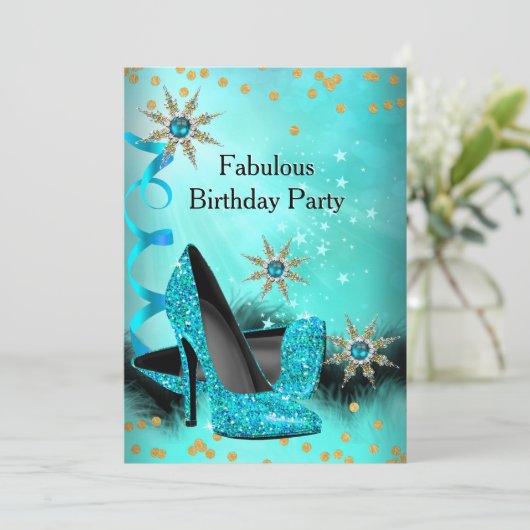 Invitation Parties scintillant Turquoise Bleu hauts talons fê (Debout devant)