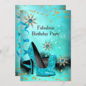 Invitation Parties scintillant Turquoise Bleu hauts talons fê (Devant / Derrière)