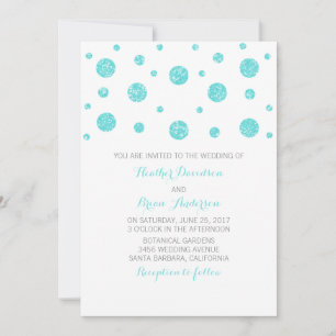 Invitation Parties scintillant turquoise Confetti Mariage Inv