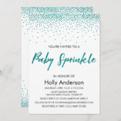 Invitation Parties scintillant Turquoise Confetti & Typograph (Devant / Derrière)