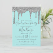 Invitation Parties scintillant Turquoise d'argent Aqua Déchet (Debout devant)