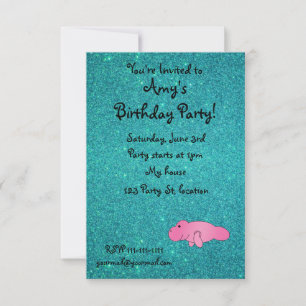 Invitation parties scintillant turquoise de manatte rose de n