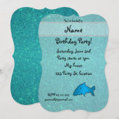 Invitation parties scintillant turquoise de requin de nom per (Devant / Derrière)