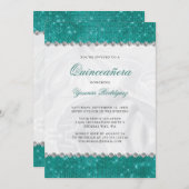 Invitation Parties scintillant turquoise d'étincelles Glam Di (Devant / Derrière)