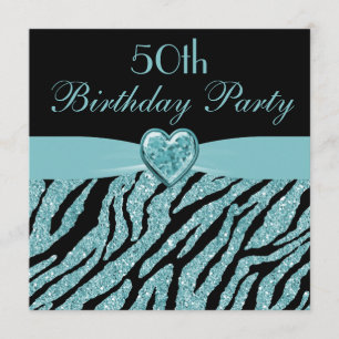 Invitation Parties scintillant Turquoise du coeur et de la zè
