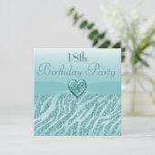 Invitation Parties scintillant Turquoise du coeur et de la zè (Debout devant)