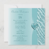 Invitation Parties scintillant Turquoise du coeur et de la zè (Dos)