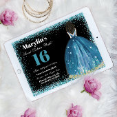 Invitation Parties scintillant turquoise enchanteresse Prince