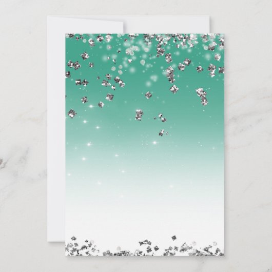 Invitation Parties scintillant turquoise et en argent Fête de (Dos)