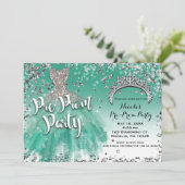 Invitation Parties scintillant turquoise et en argent Glam Ro (Debout devant)