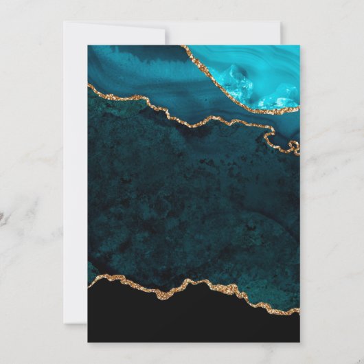 Invitation Parties scintillant turquoise et or Agate et Maria (Dos)
