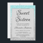 Invitation Parties scintillant turquoise et Silver Sweet 16 A<br><div class="desc">Parties scintillant Turquoise Bleue et Sweet sixteen Glam en argent Invitation pour une fête d'anniversaire de 16e anniversaire. Cette invitation moderne est parfaite pour une Parties scintillant Turquoise et Silver Foil Girly Sweet 16 Anniversaire. Veuillez contacter le concepteur pour customiser les articles correspondants.</div>