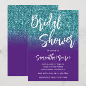 Invitation Parties scintillant turquoise Fête des mariées de  (Devant / Derrière)