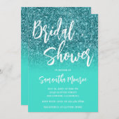 Invitation Parties scintillant turquoise Fête des mariées Omb (Devant / Derrière)