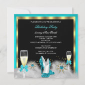 Invitation Parties scintillant Turquoise haute talons Champag (Devant)