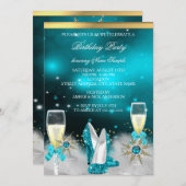 Invitation Parties scintillant Turquoise High Heures Silver G (Devant / Derrière)