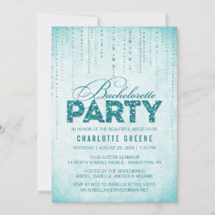 Invitation Parties scintillant turquoise Look Bachelorette Fê