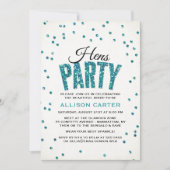 Invitation Parties scintillant turquoise Look Confetti Hens P (Devant)