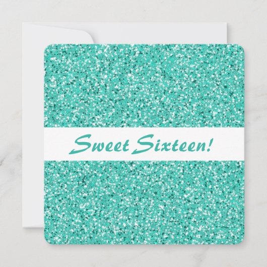 Invitation Parties scintillant Turquoise Look Sweet sixteen A (Devant)