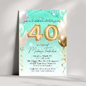 Invitation Parties scintillant turquoise Marbre & Ballons d'o