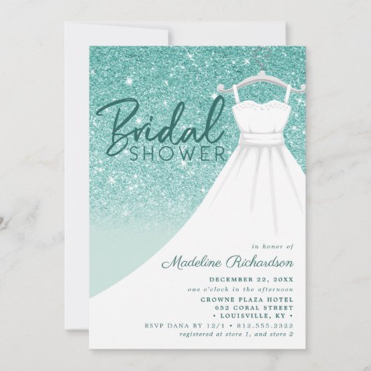 Invitation Parties scintillant turquoise Mariage robe Fête de (Devant)