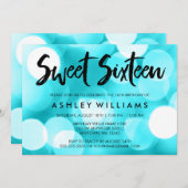 Invitation Parties scintillant Turquoise moderne Lumière Swee (Devant / Derrière)