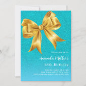 Invitation parties scintillant turquoise or arc (Devant)