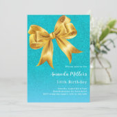 Invitation parties scintillant turquoise or arc (Debout devant)