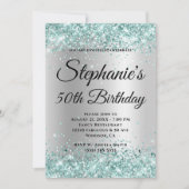 Invitation Parties scintillant turquoise Pale Silver Gradient (Devant)