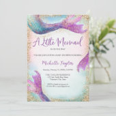 Invitation Parties scintillant Turquoise Petite Sirène Été Fi (Debout devant)