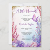 Invitation Parties scintillant Turquoise Petite Sirène Été Fi (Devant)