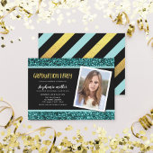 Invitation Parties scintillant turquoise Photo Graduation Par
