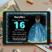 Invitation Parties scintillant Turquoise Princess Sweet 16 Fo
