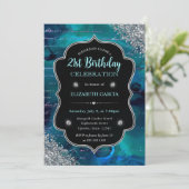 Invitation Parties scintillant Turquoise profonde Lettres de  (Debout devant)