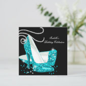 Invitation Parties scintillant turquoise talons hauts Noir fê (Debout devant)