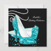 Invitation Parties scintillant turquoise talons hauts Noir fê (Devant)