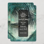 Invitation Parties scintillant turquoise Vintage Glam Palm Ma (Devant / Derrière)