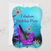 Invitation Parties scintillant Turquoise violet hauts talons  (Devant)