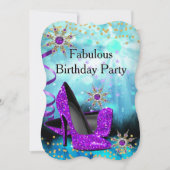Invitation Parties scintillant Turquoise violet hauts talons  (Devant)