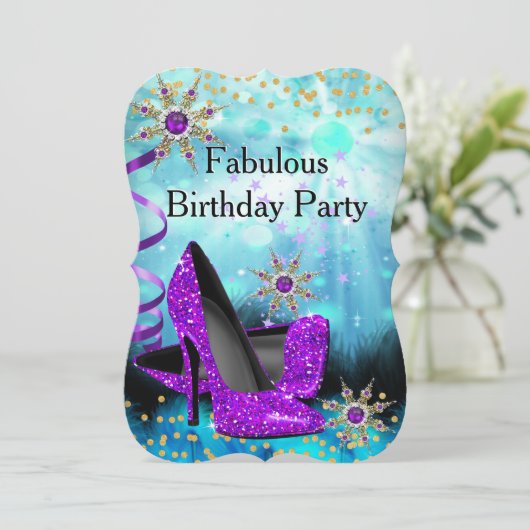 Invitation Parties scintillant Turquoise violet hauts talons (Debout devant)