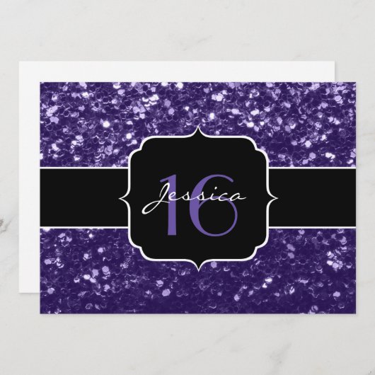 Invitation Parties scintillant ultra violet foncé scintille d (Devant / Derrière)