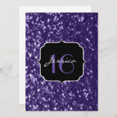 Invitation Parties scintillant ultra violet foncé scintille d (Devant / Derrière)