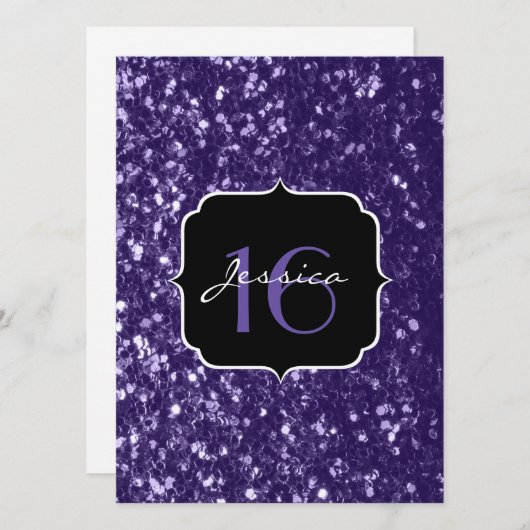 Invitation Parties scintillant ultra violet foncé scintille d (Devant / Derrière)